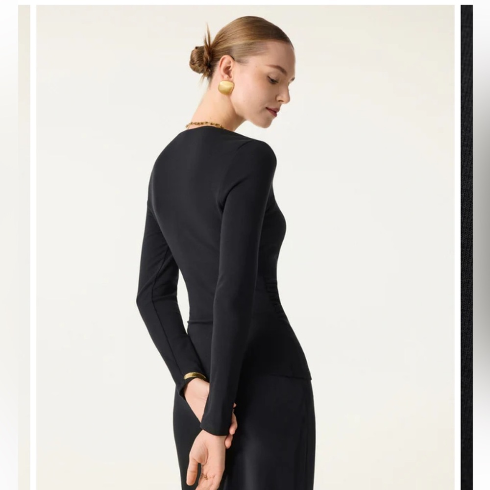 Ogl Angular Square Neck Side Ruched Top - image 5